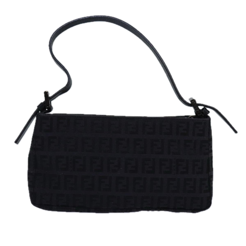 FENDI Zucchino Canvas Hand Bag Black yk13746