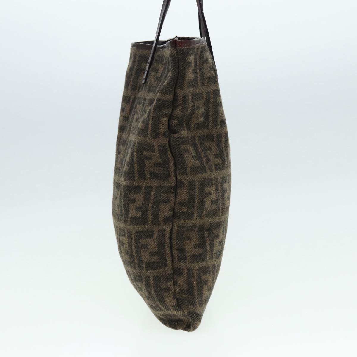 FENDI Zucca Canvas Tote Bag Wool Brown Black Silver yk14162