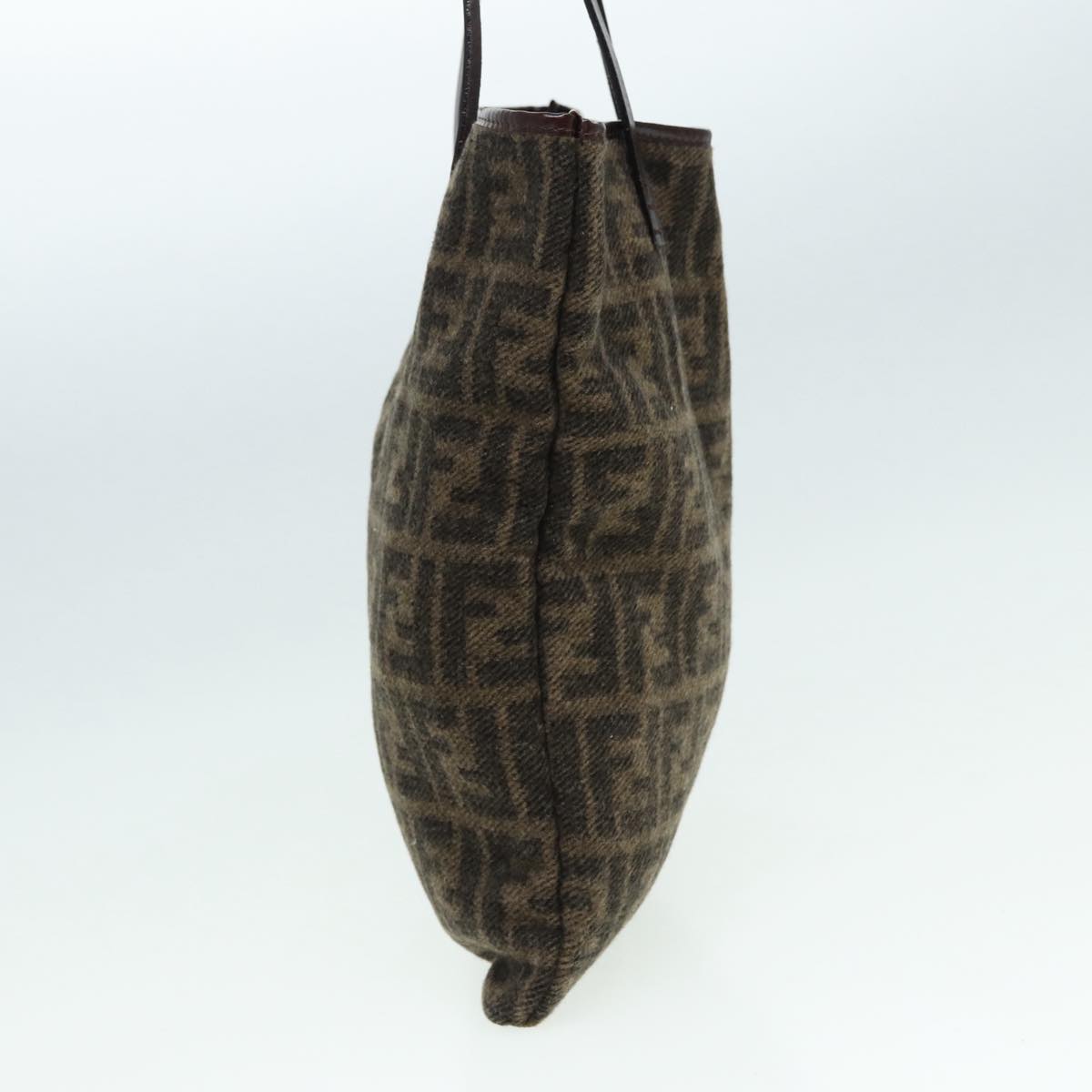 FENDI Zucca Canvas Tote Bag Wool Brown Black Silver yk14162