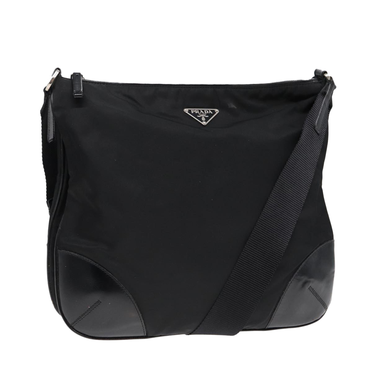 PRADA Shoulder Bag Nylon Black Silver yk14370