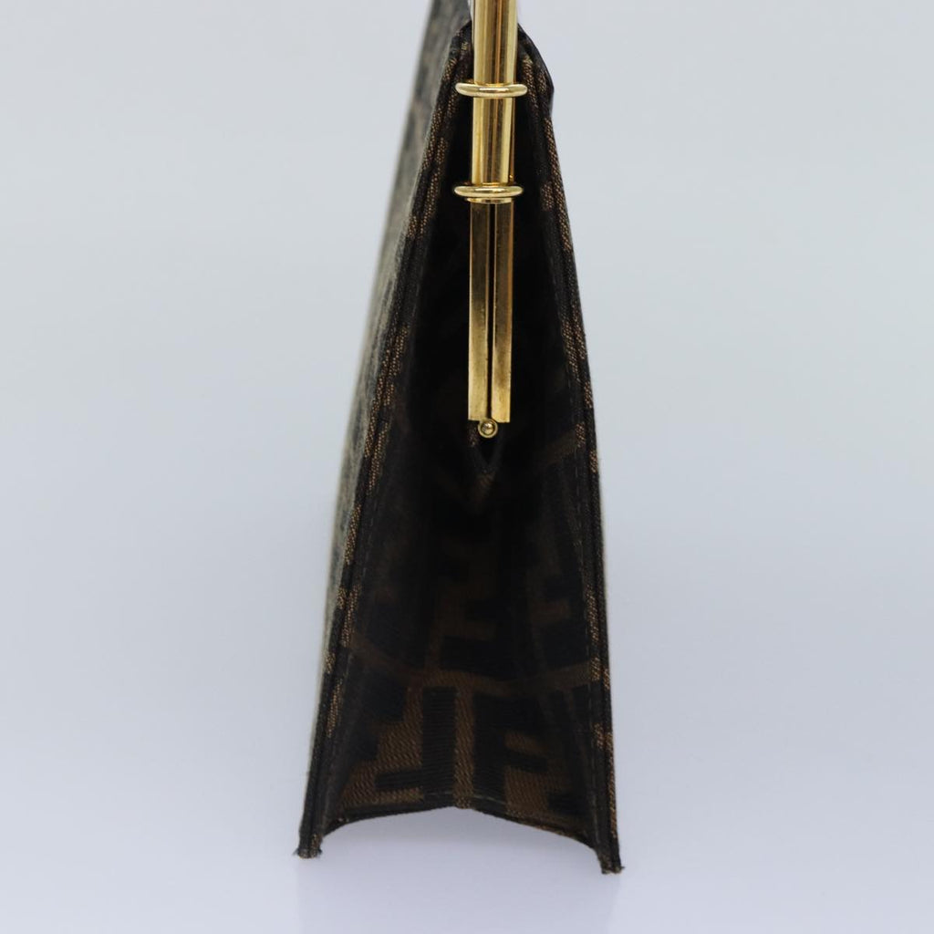 FENDI Zucca Canvas Hand Bag Gold Black Brown yk14520A