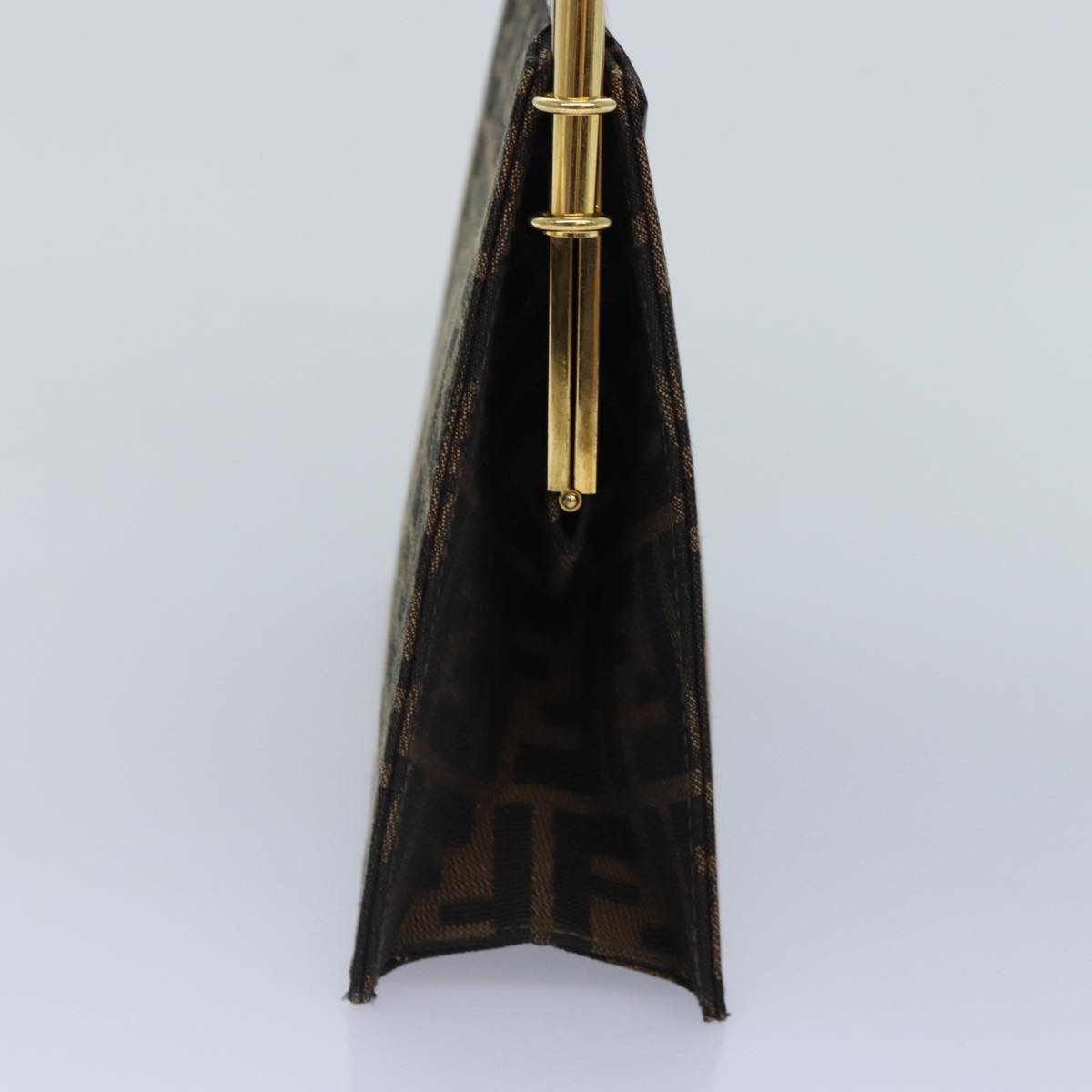 FENDI Zucca Canvas Hand Bag Gold Black Brown yk14520A