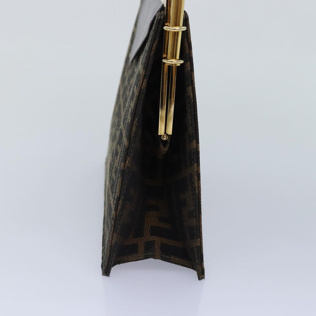 FENDI Zucca Canvas Hand Bag Gold Black Brown yk14520A
