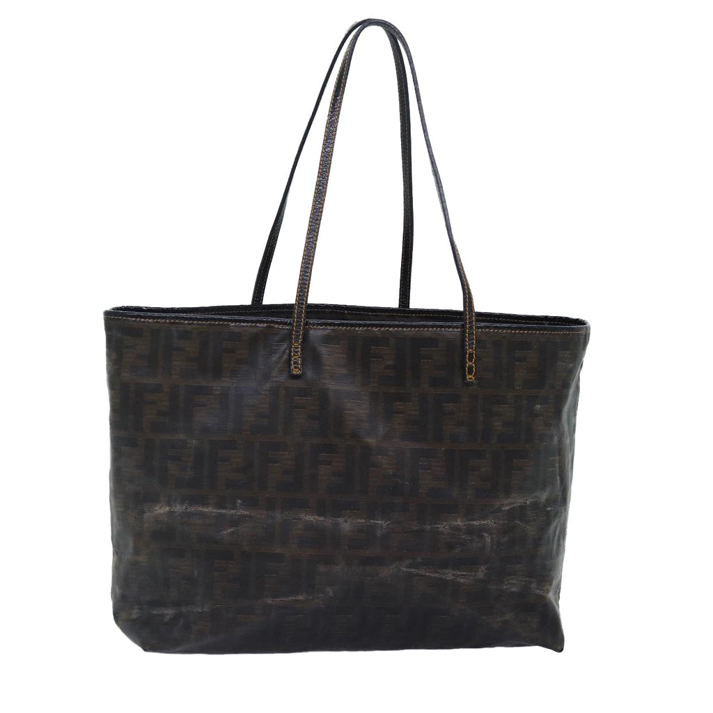 FENDI Zucca Canvas Tote Bag Brown Black yk14952