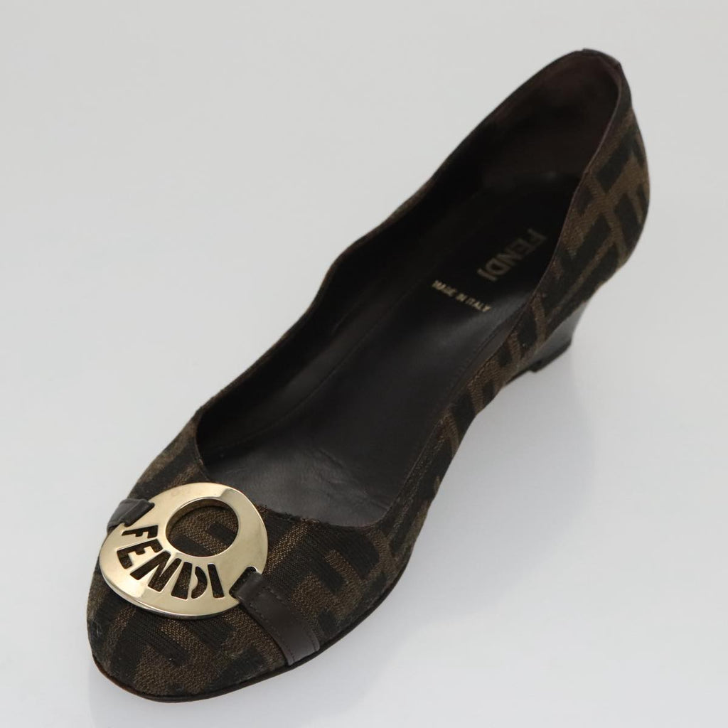 FENDI Zucca Canvas Pumps 37 pumps Brown Black Gold yk16020
