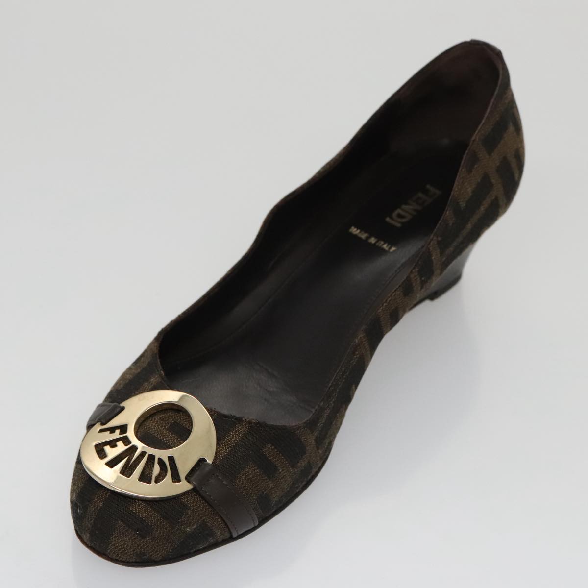 FENDI Zucca Canvas Pumps 37 pumps Brown Black Gold yk16020