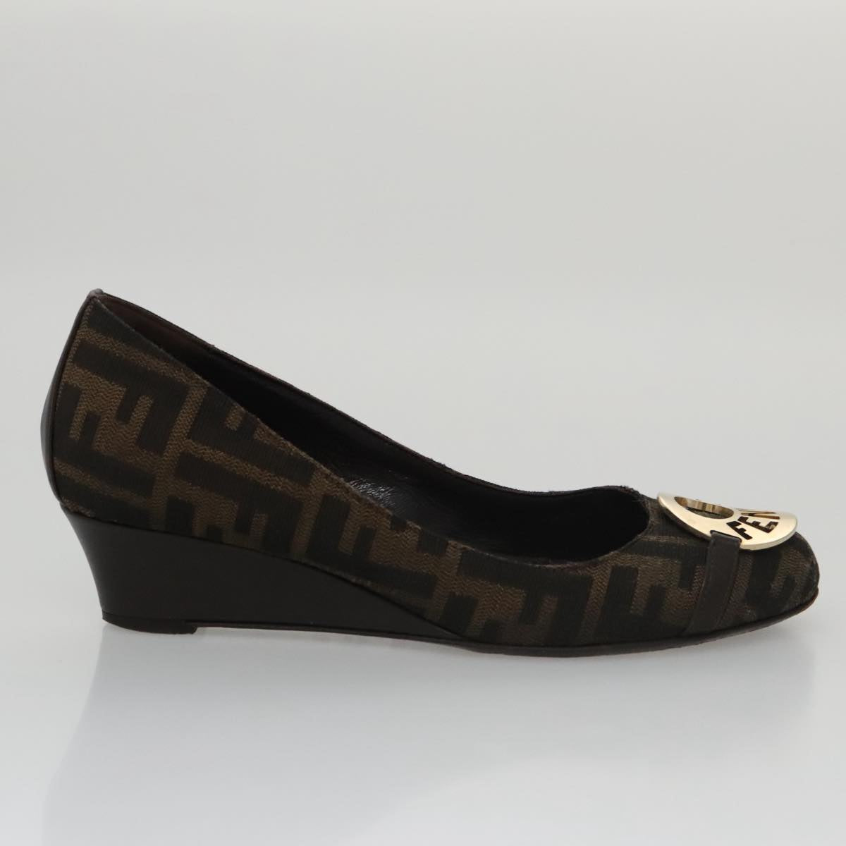 FENDI Zucca Canvas Pumps 37 pumps Brown Black Gold yk16020