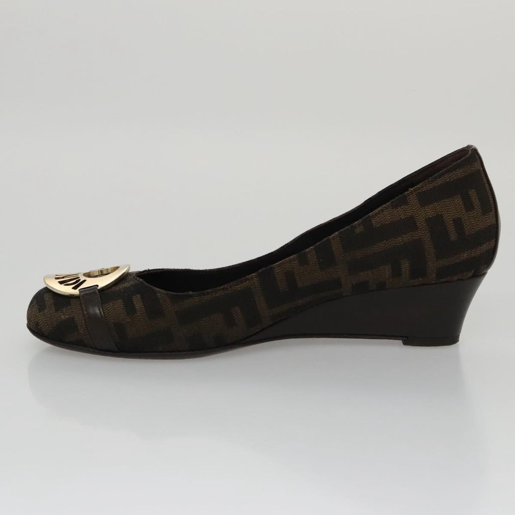 FENDI Zucca Canvas Pumps 37 pumps Brown Black Gold yk16020
