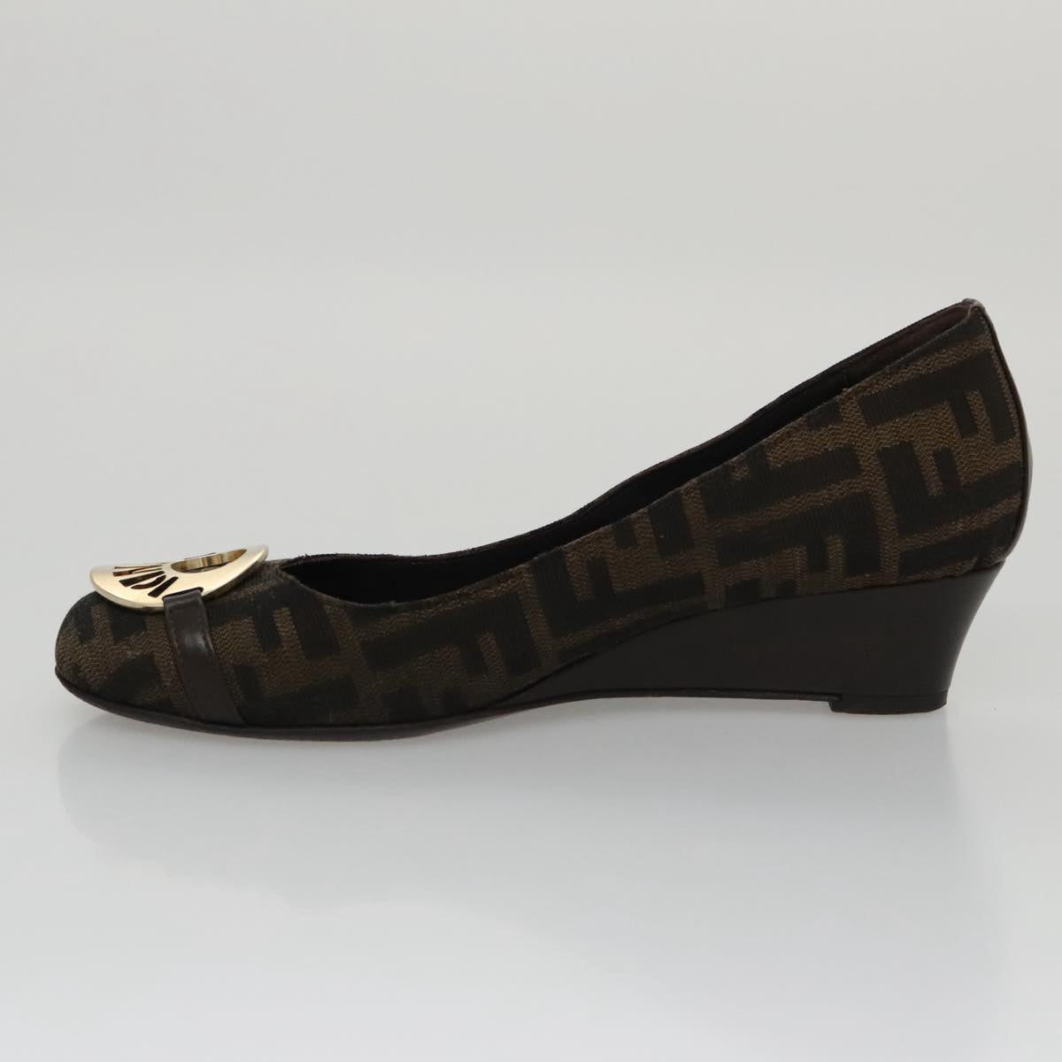 FENDI Zucca Canvas Pumps 37 pumps Brown Black Gold yk16020