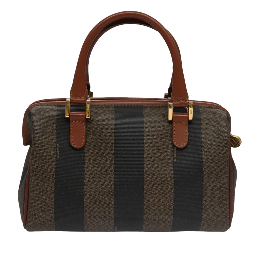 FENDI Pecan Canvas Mini Hand Bag Brown Black yk16320