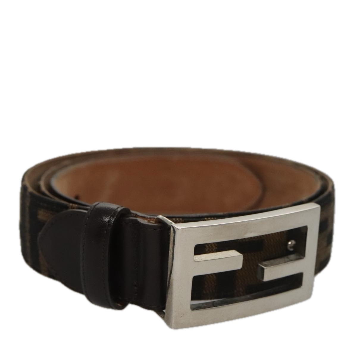 FENDI Zucca Canvas Belt 32.3""-36.2"" Brown yk16363