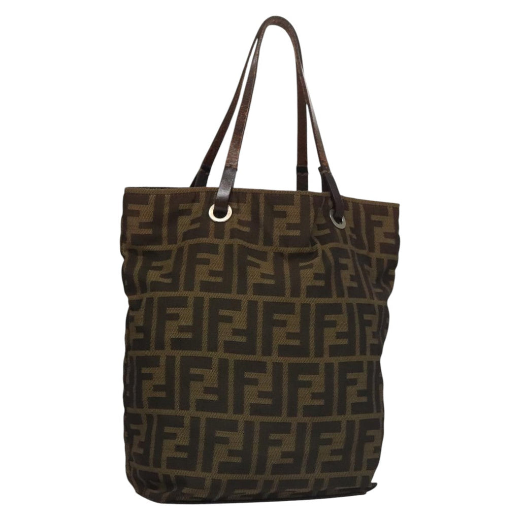 FENDI Zucca Canvas Hand Bag Brown Black yk16907