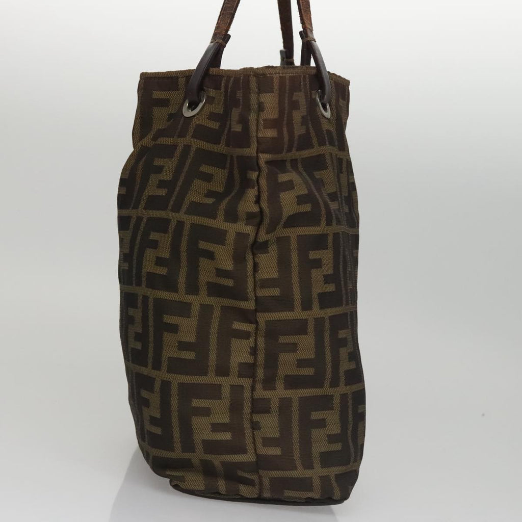 FENDI Zucca Canvas Hand Bag Brown Black yk16907
