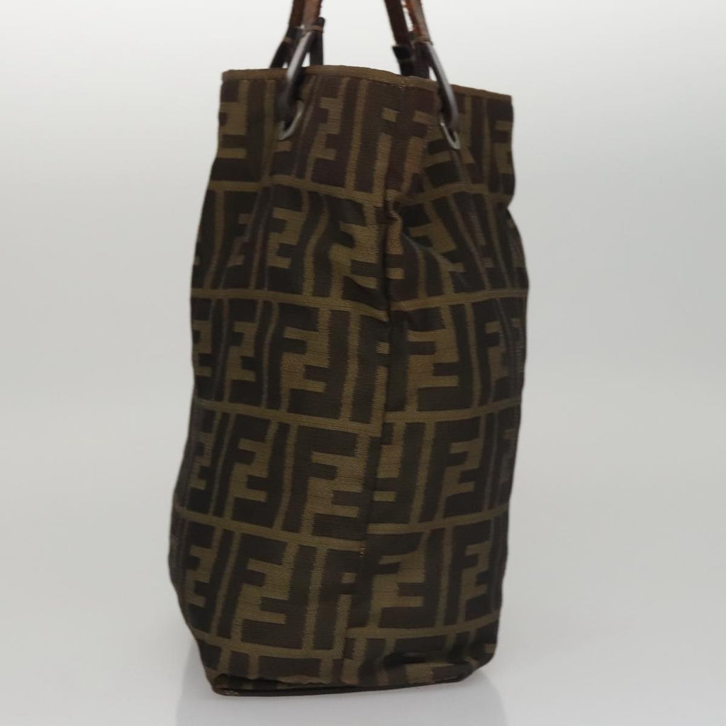 FENDI Zucca Canvas Hand Bag Brown Black yk16907