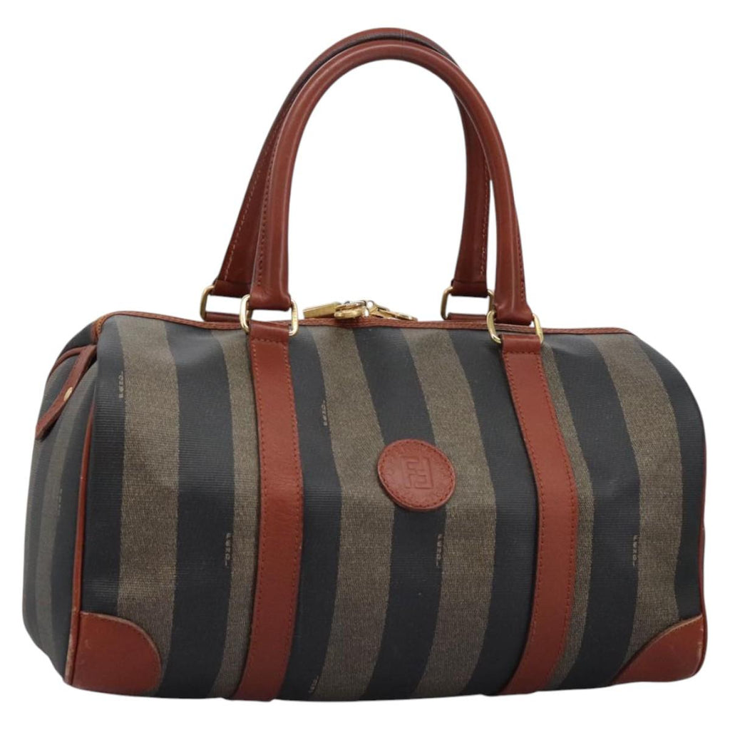 FENDI Pecan Canvas Boston Bag Black Brown yk17380