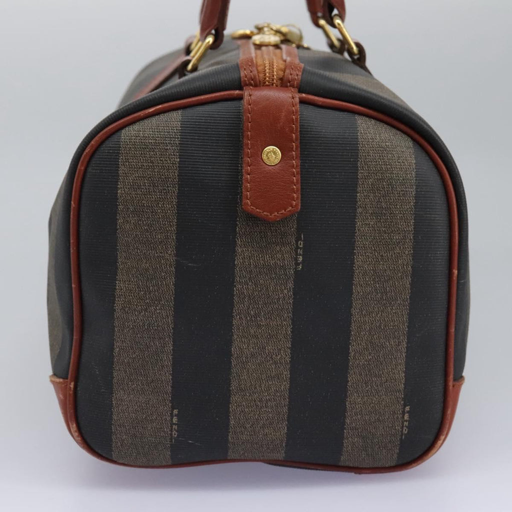 FENDI Pecan Canvas Boston Bag Black Brown yk17380