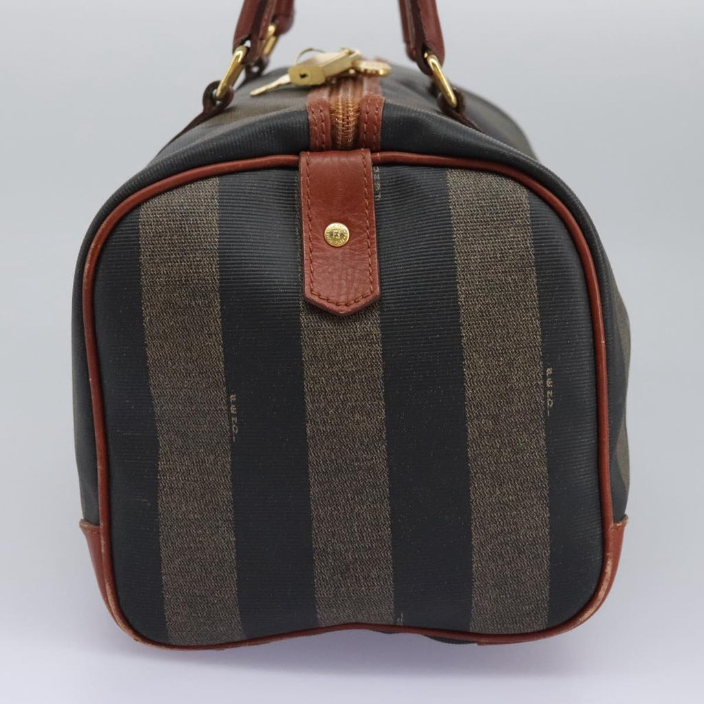 FENDI Pecan Canvas Boston Bag Black Brown yk17380