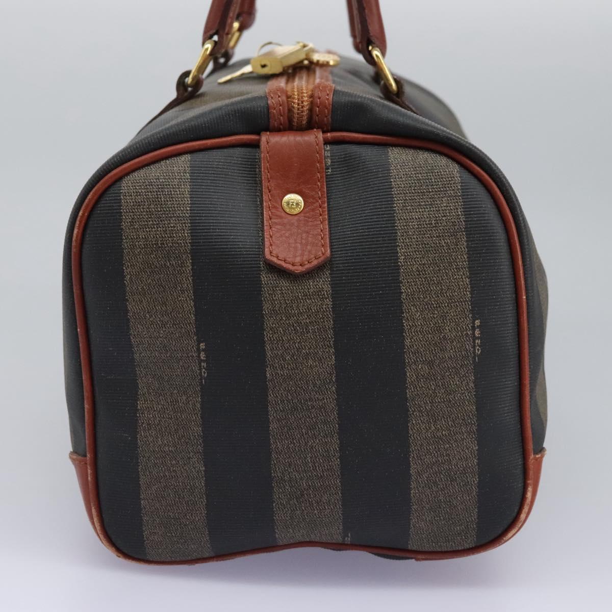 FENDI Pecan Canvas Boston Bag Black Brown yk17380