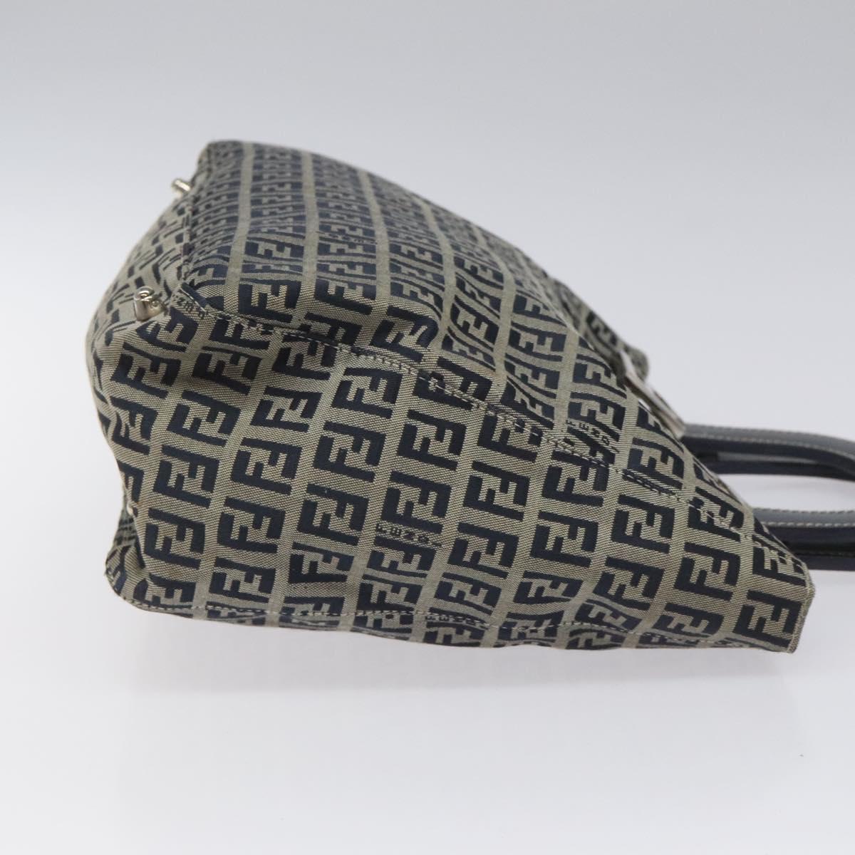 FENDI Zucchino Canvas Hand Bag Navy Silver yk17654