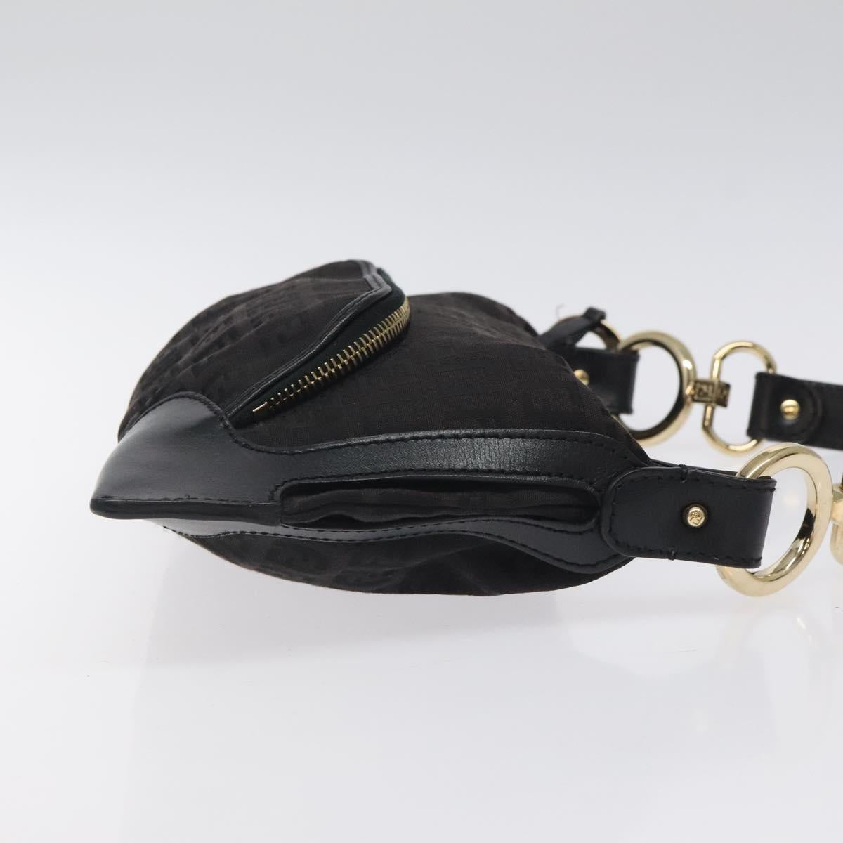 FENDI Zucchino Canvas Hand Bag Black Gold yk18069