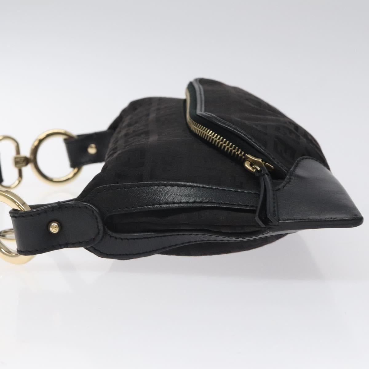 FENDI Zucchino Canvas Hand Bag Black Gold yk18069