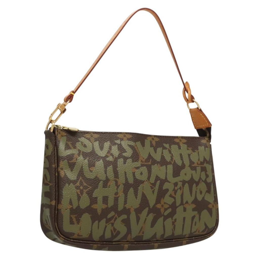 LOUIS VUITTON Monogram Graffiti Pochette Pouch Khaki M92191 LV yk18323V