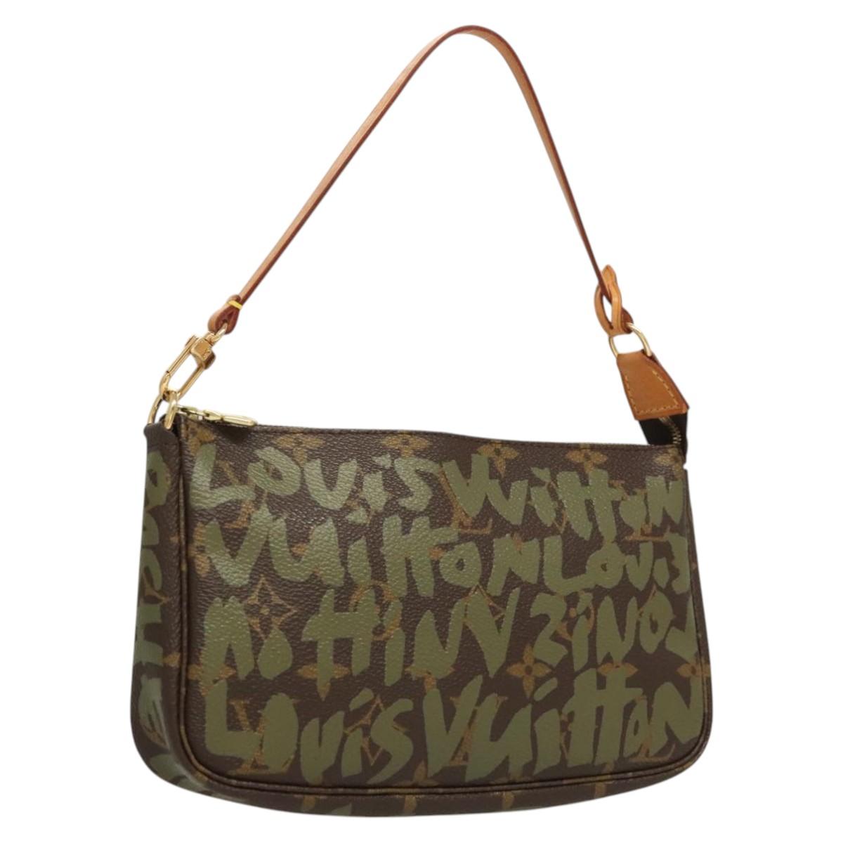 LOUIS VUITTON Monogram Graffiti Pochette Pouch Khaki M92191 LV yk18323V