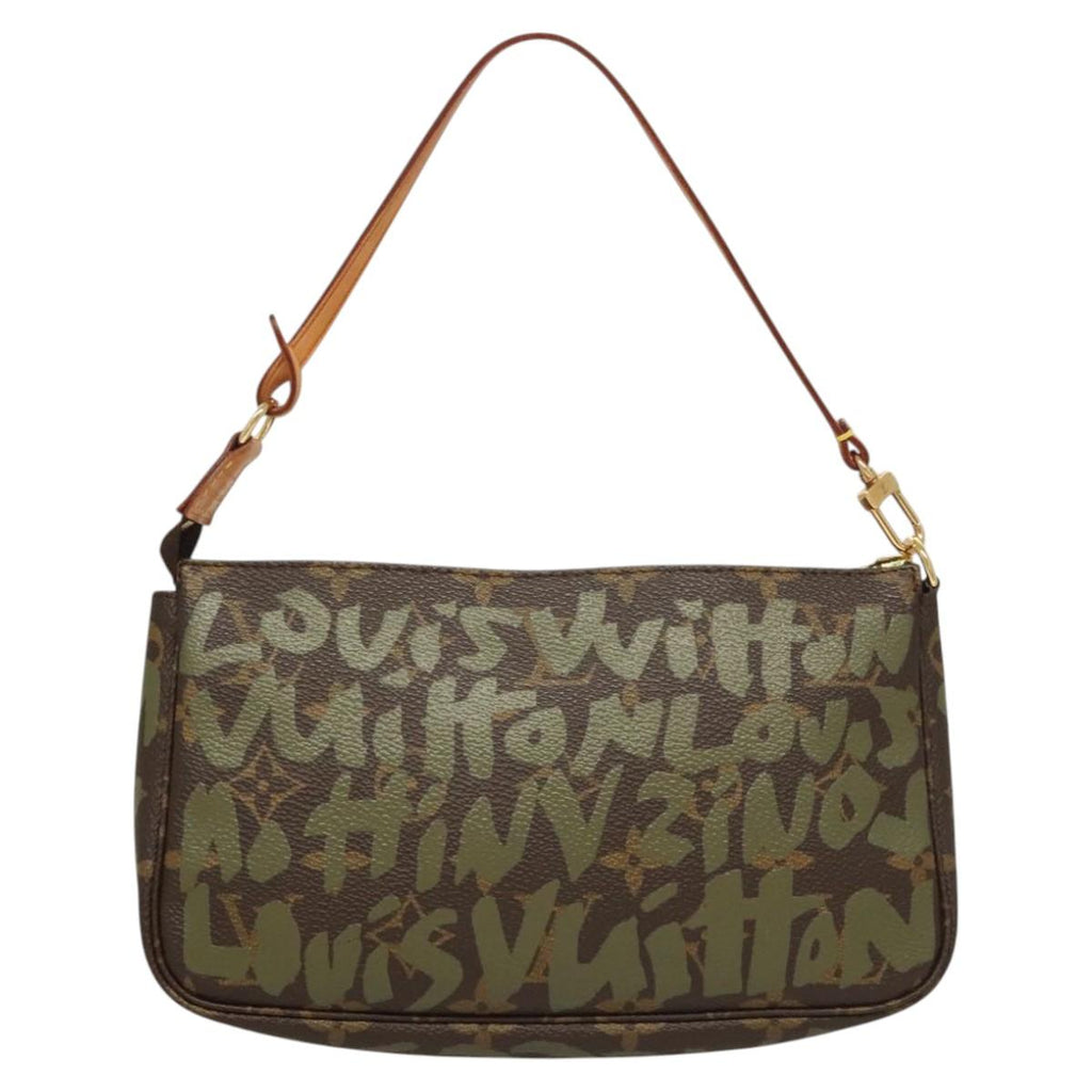 LOUIS VUITTON Monogram Graffiti Pochette Pouch Khaki M92191 LV yk18323V