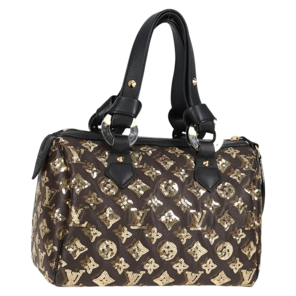 LOUIS VUITTON Monogram Eclipse Sequins Speedy 30 Bag Gold M40244 yk18412M