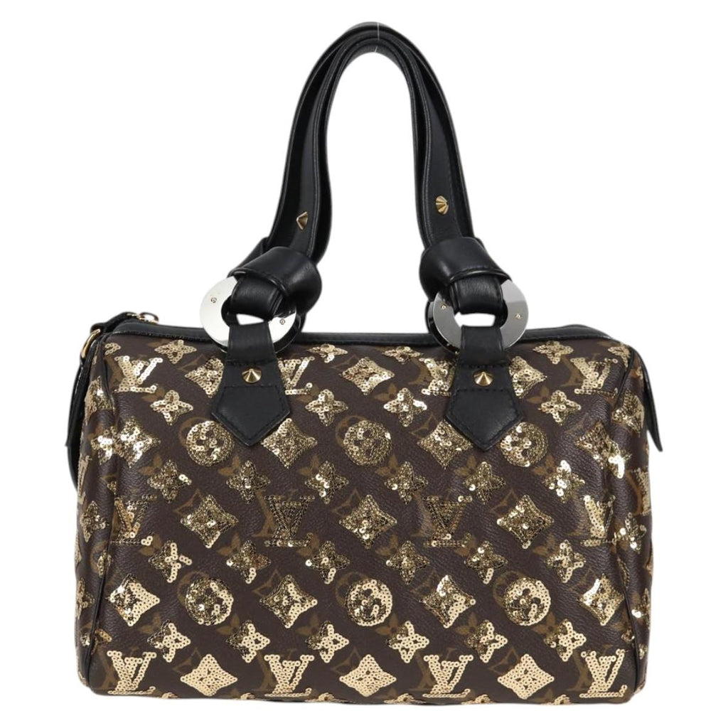 LOUIS VUITTON Monogram Eclipse Sequins Speedy 30 Bag Gold M40244 yk18412M