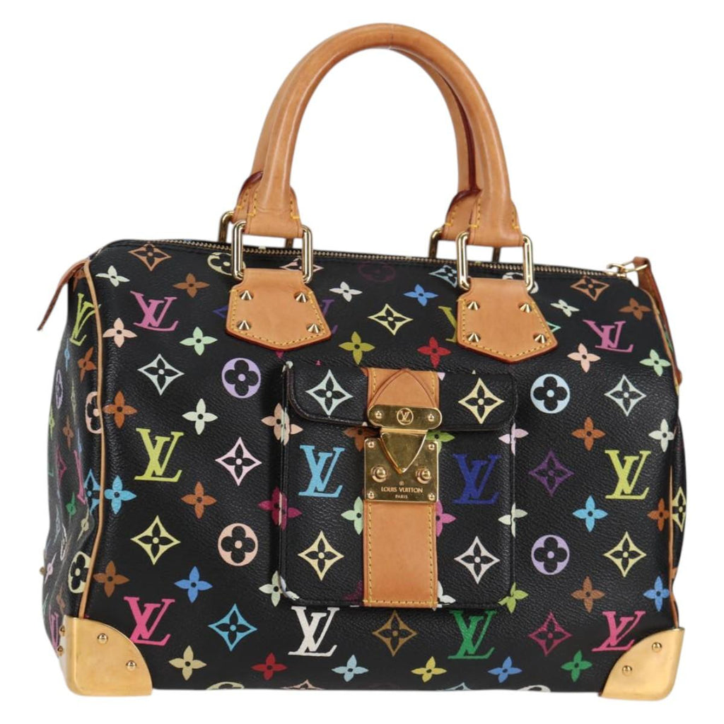 LOUIS VUITTON Monogram Multicolor Speedy 30 Hand Bag Black M92642 yk18882V