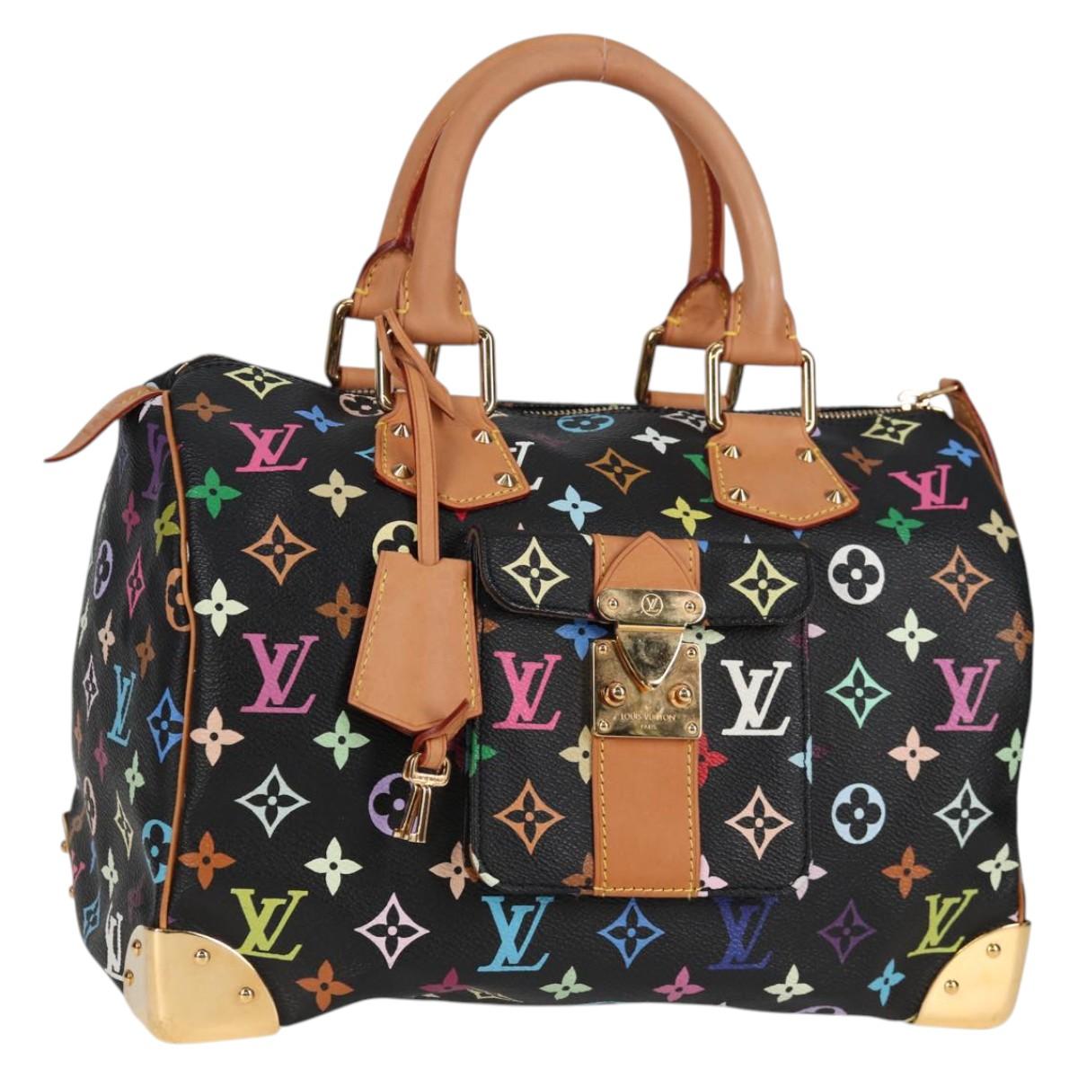 LOUIS VUITTON Monogram Multicolor Speedy 30 Hand Bag Black M92642 yk19115A