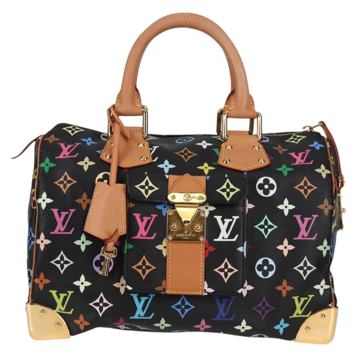 LOUIS VUITTON Monogram Multicolor Speedy 30 Hand Bag Black M92642 yk19115A