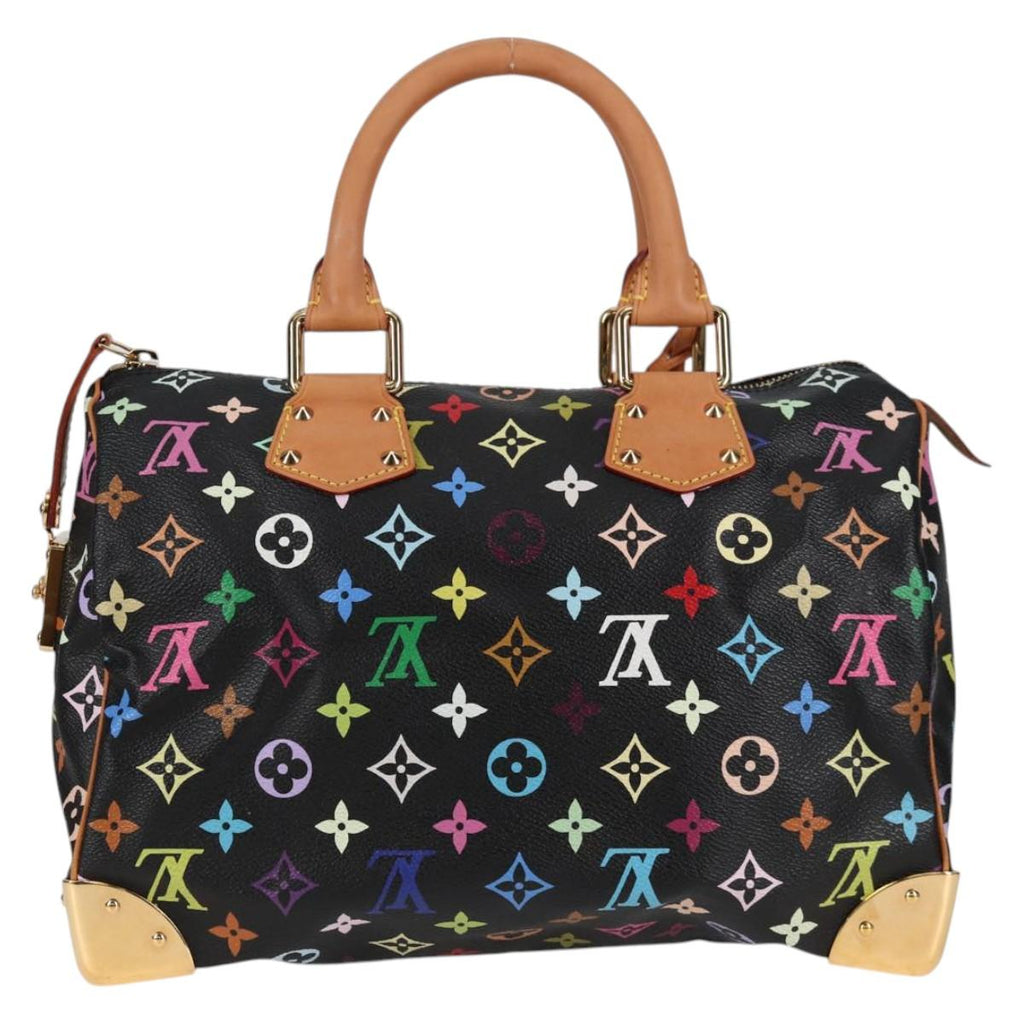 LOUIS VUITTON Monogram Multicolor Speedy 30 Hand Bag Black M92642 yk19115A