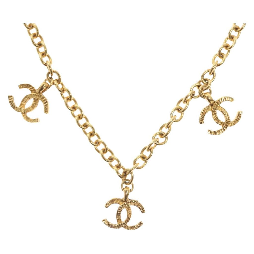 CHANEL 5 COCO Mark Necklace metal Gold CC yk19124