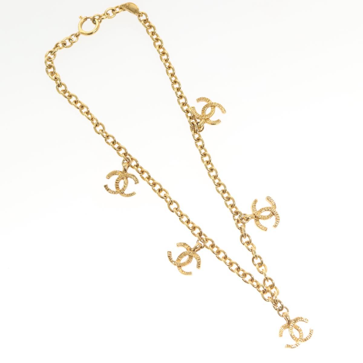CHANEL 5 COCO Mark Necklace metal Gold CC yk19124