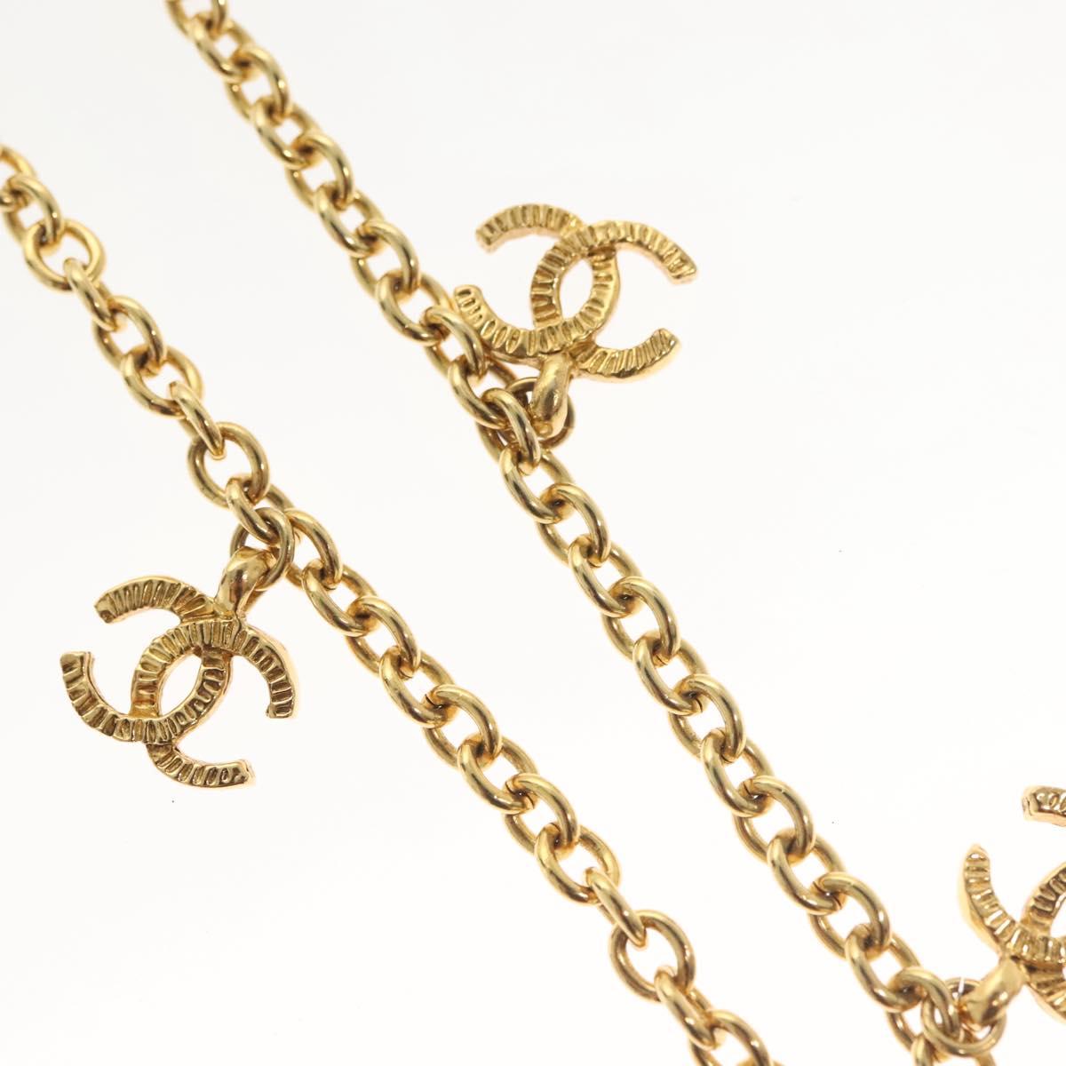 CHANEL 5 COCO Mark Necklace metal Gold CC yk19124