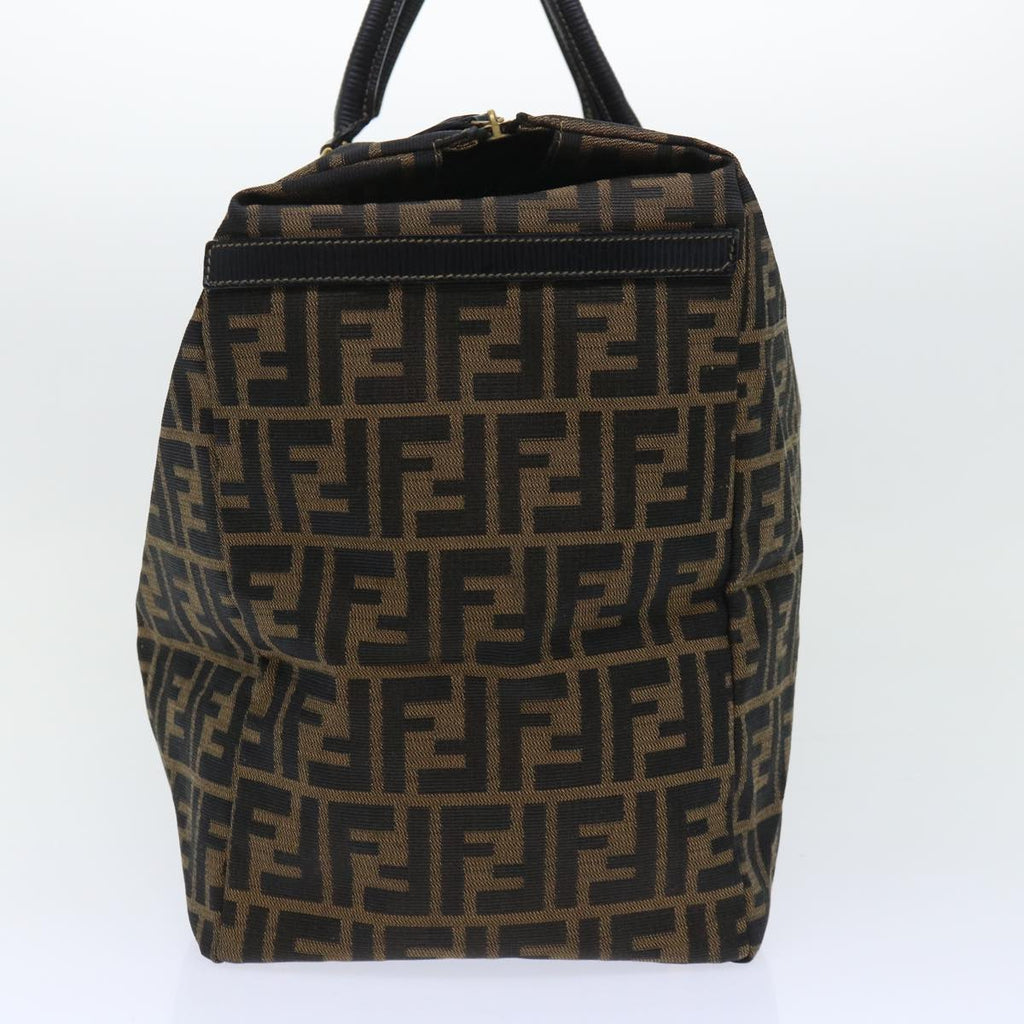 FENDI Zucca Canvas Boston Bag Brown Black yk8493