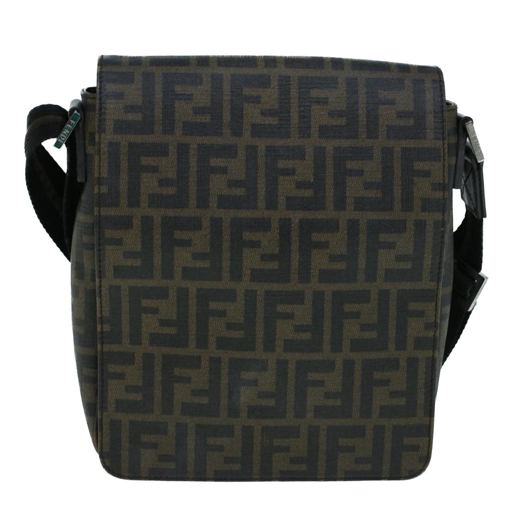 FENDI Zucca Canvas Shoulder Bag Black Brown yk9104