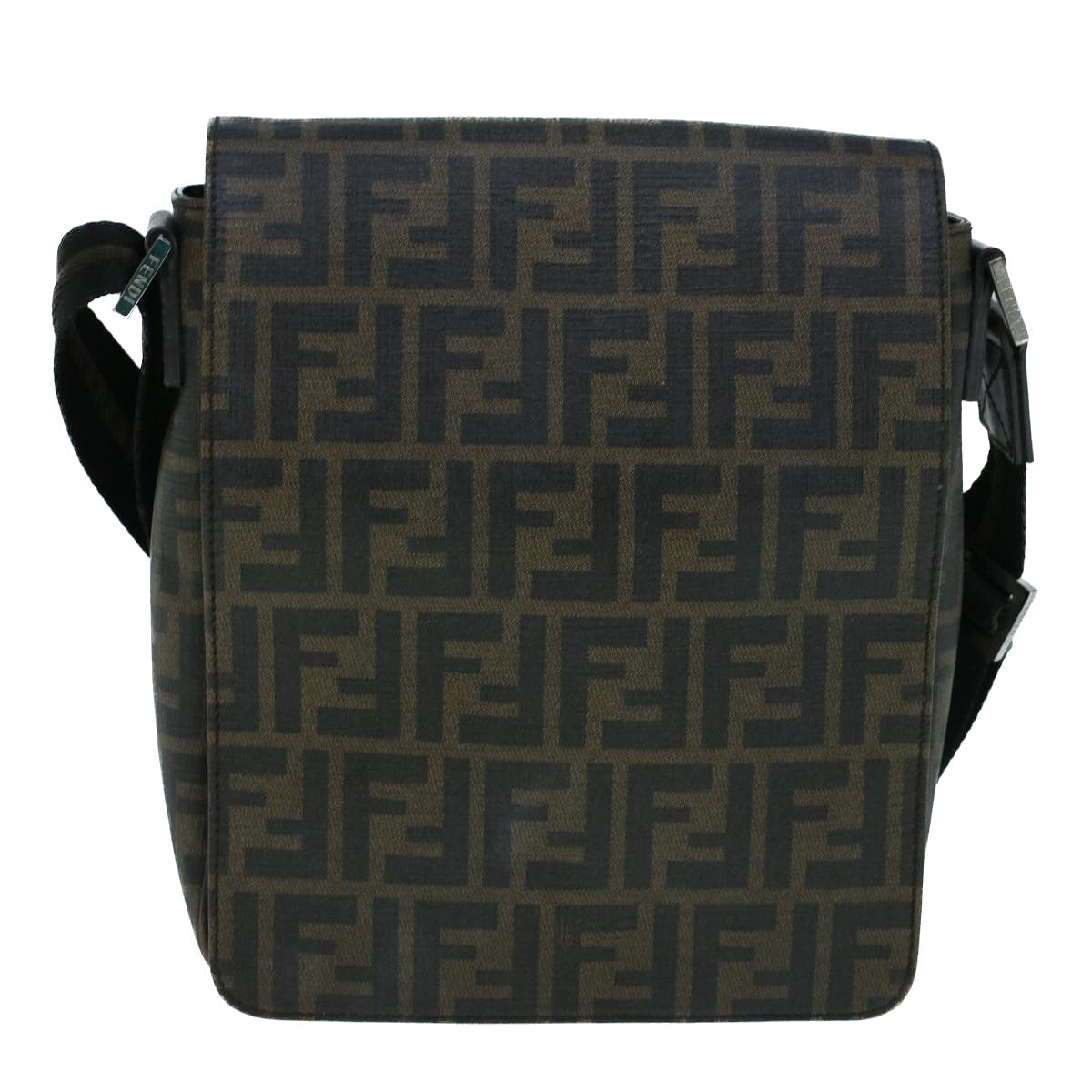 FENDI Zucca Canvas Shoulder Bag Black Brown yk9104