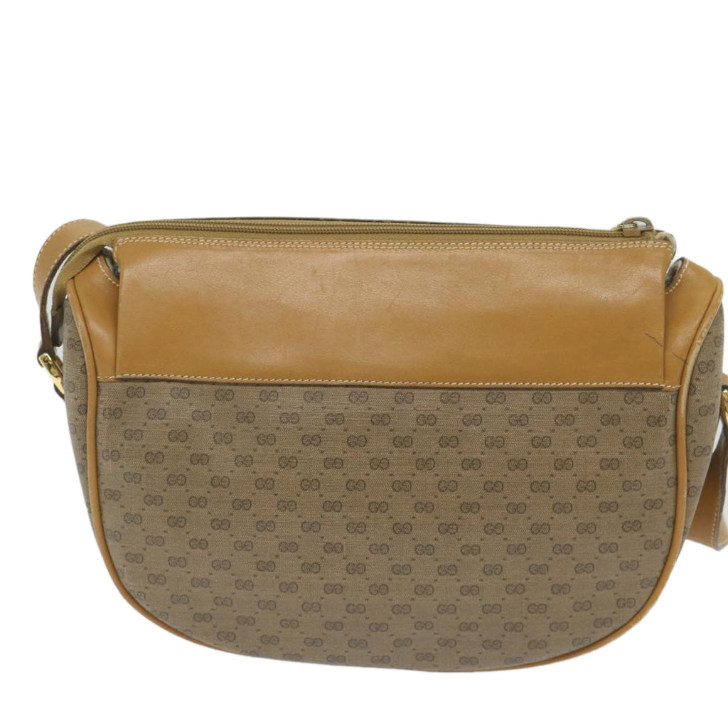 GUCCI Micro GG Canvas Web Sherry Line Shoulder Bag PVC Beige Green yk9514