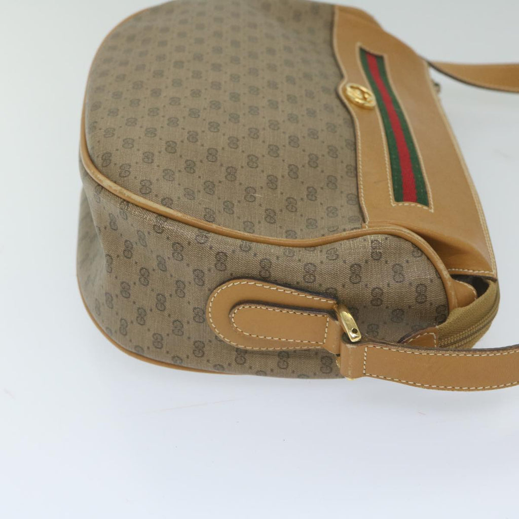 GUCCI Micro GG Canvas Web Sherry Line Shoulder Bag PVC Beige Green yk9514