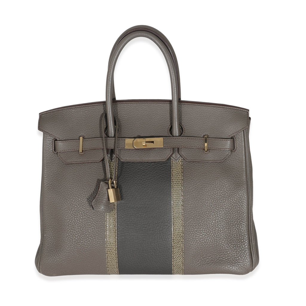 Hermes Étain Clemence Graphite Gris Fonce Lizard Club Birkin 35